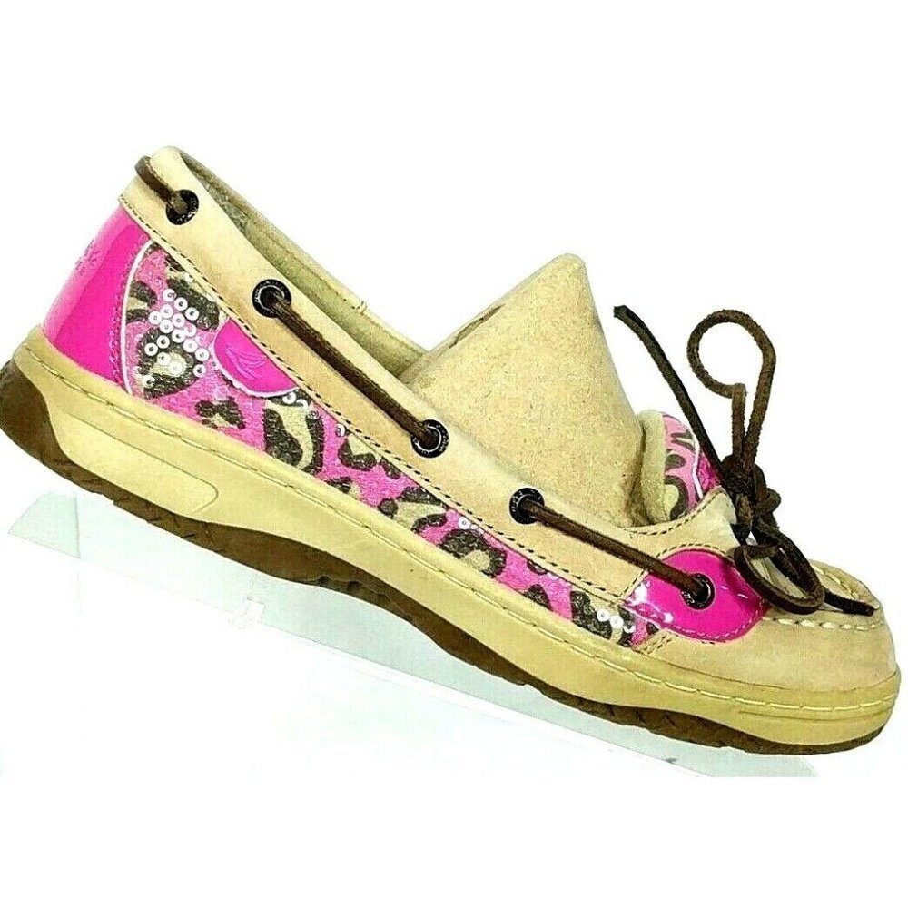 Sperry Top Sider Angelfish Pink Leopard Boat Shoes 6 M
